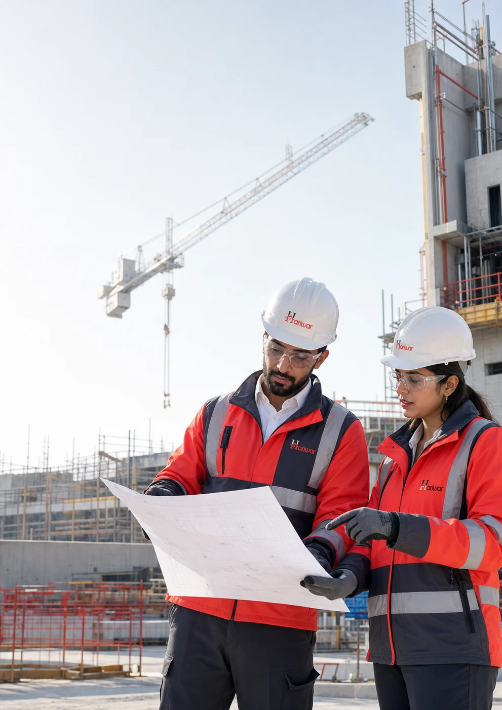 Hariwar site engineers wearing branded personal protective equipment